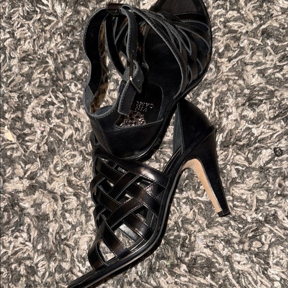 Vince Camuto Black Patent Leather High-Heeled Sandals - Picture 6 of 9